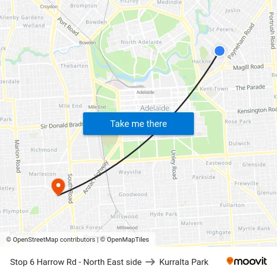 Stop 6 Harrow Rd - North East side to Kurralta Park map