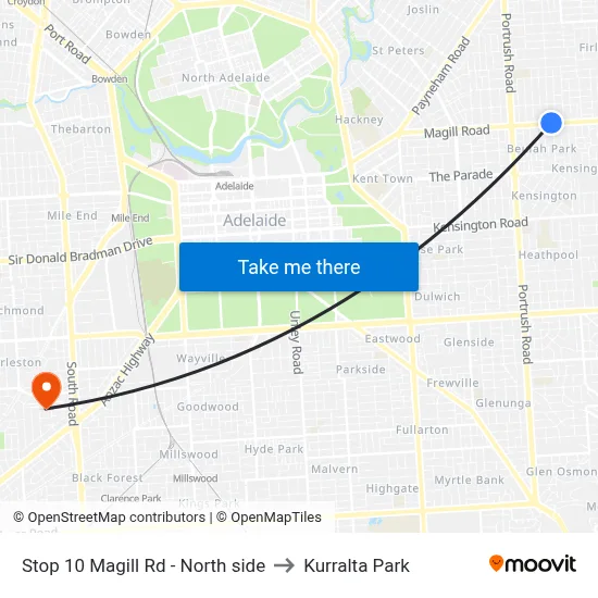 Stop 10 Magill Rd - North side to Kurralta Park map