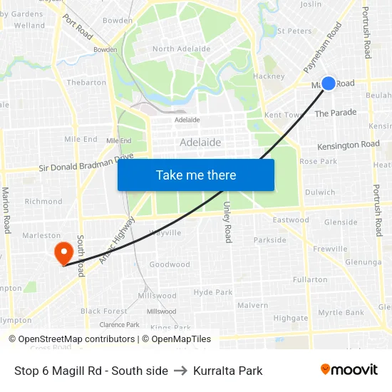 Stop 6 Magill Rd - South side to Kurralta Park map