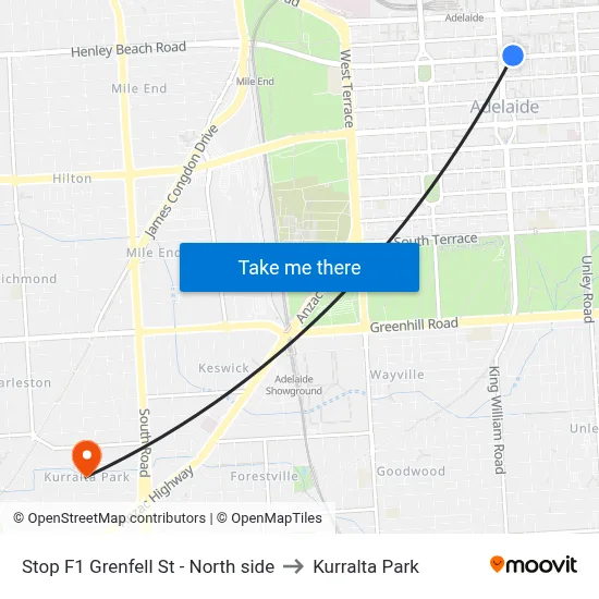 Stop F1 Grenfell St - North side to Kurralta Park map