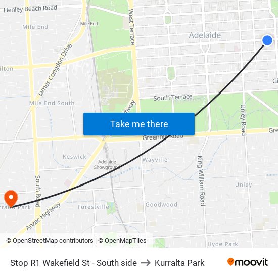 Stop R1 Wakefield St - South side to Kurralta Park map