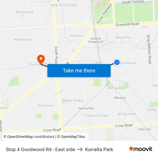 Stop 4 Goodwood Rd - East side to Kurralta Park map