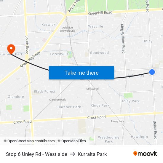 Stop 6 Unley Rd - West side to Kurralta Park map