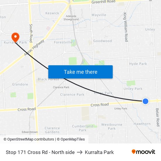 Stop 171 Cross Rd - North side to Kurralta Park map