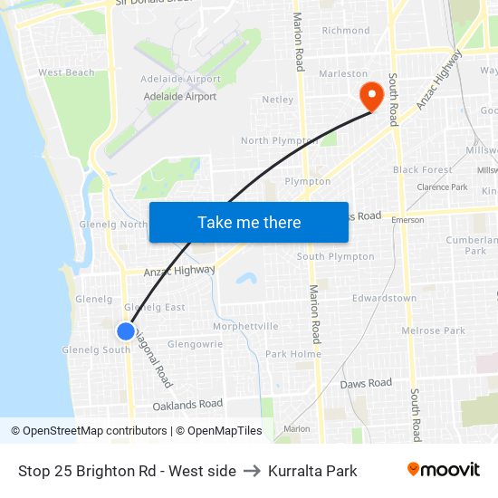 Stop 25 Brighton Rd - West side to Kurralta Park map