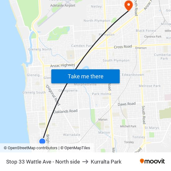 Stop 33 Wattle Ave - North side to Kurralta Park map