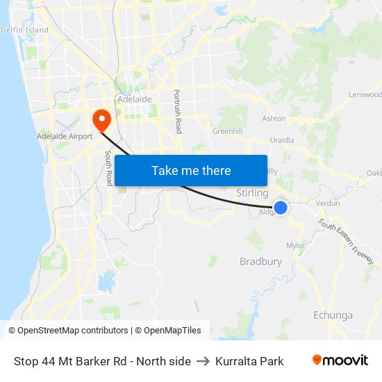 Stop 44 Mt Barker Rd - North side to Kurralta Park map