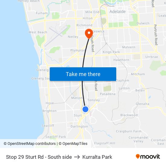 Stop 29 Sturt Rd - South side to Kurralta Park map