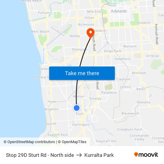 Stop 29D Sturt Rd - North side to Kurralta Park map