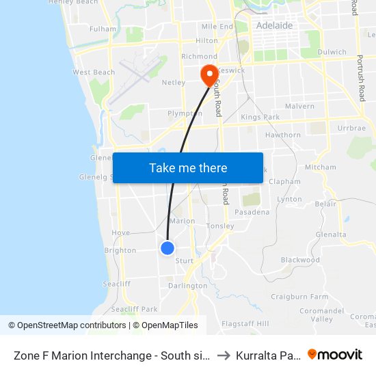 Zone F Marion Interchange - South side to Kurralta Park map