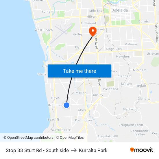 Stop 33 Sturt Rd - South side to Kurralta Park map