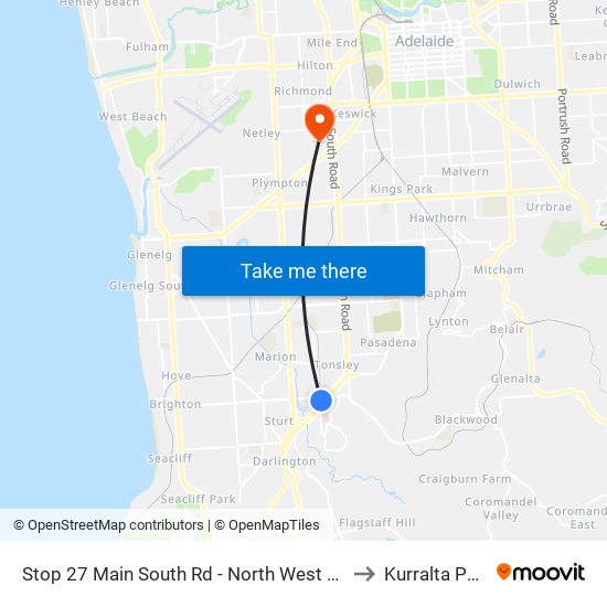 Stop 27 Main South Rd - North West side to Kurralta Park map