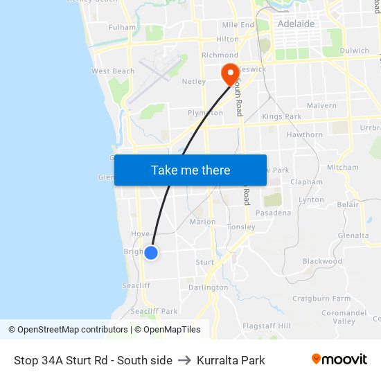 Stop 34A Sturt Rd - South side to Kurralta Park map