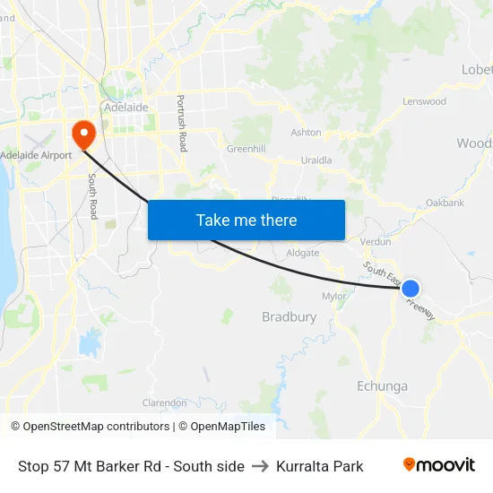 Stop 57 Mt Barker Rd - South side to Kurralta Park map