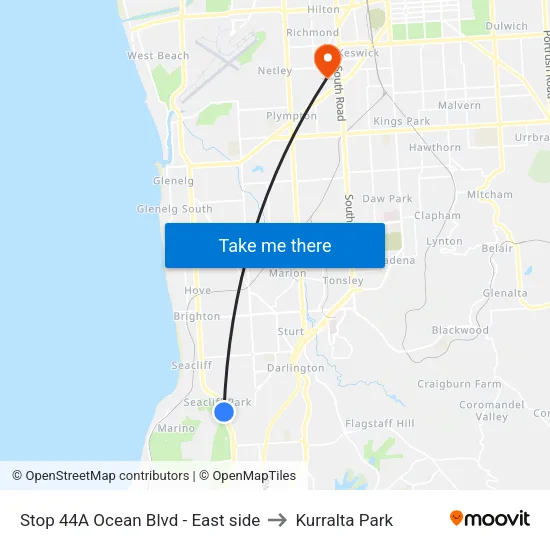 Stop 44A Ocean Blvd - East side to Kurralta Park map
