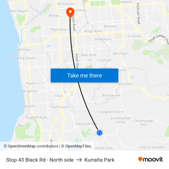 Stop 43 Black Rd - North side to Kurralta Park map