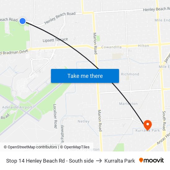 Stop 14 Henley Beach Rd - South side to Kurralta Park map