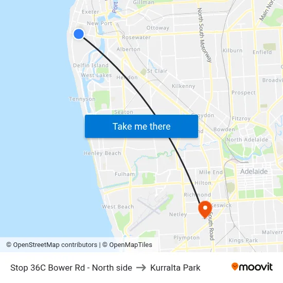 Stop 36C Bower Rd - North side to Kurralta Park map