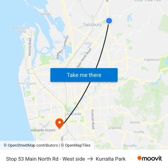 Stop 53 Main North Rd - West side to Kurralta Park map