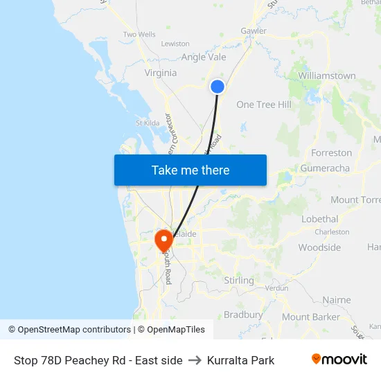 Stop 78D Peachey Rd - East side to Kurralta Park map