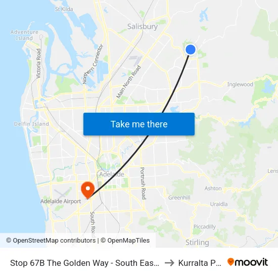 Stop 67B The Golden Way - South East side to Kurralta Park map