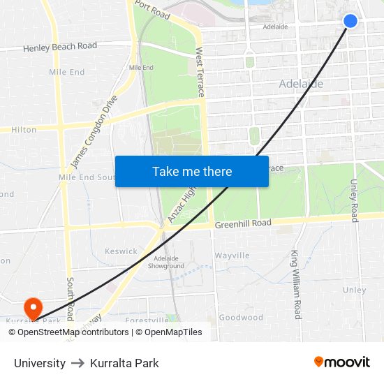 University to Kurralta Park map