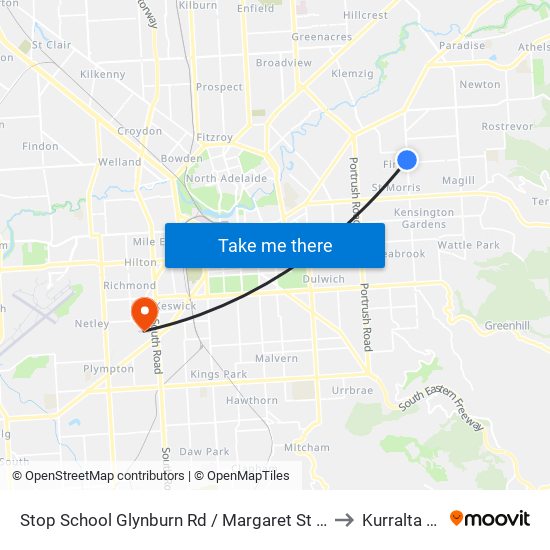 Stop School Glynburn Rd / Margaret St - West side to Kurralta Park map