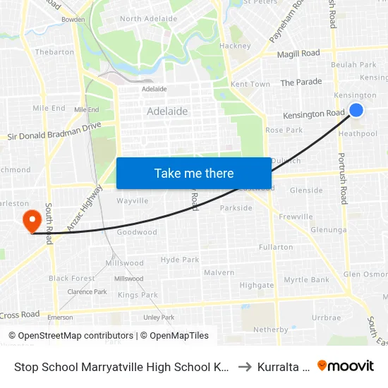 Stop School Marryatville High School Kensington Rd to Kurralta Park map
