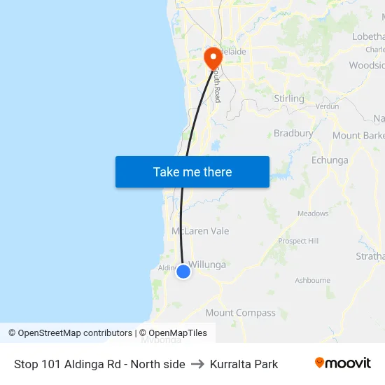 Stop 101 Aldinga Rd - North side to Kurralta Park map