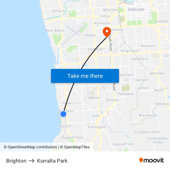 Brighton to Kurralta Park map