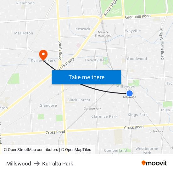 Millswood to Kurralta Park map