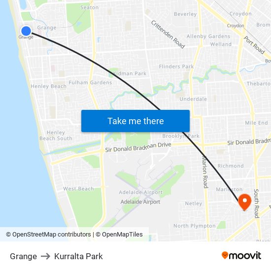 Grange to Kurralta Park map