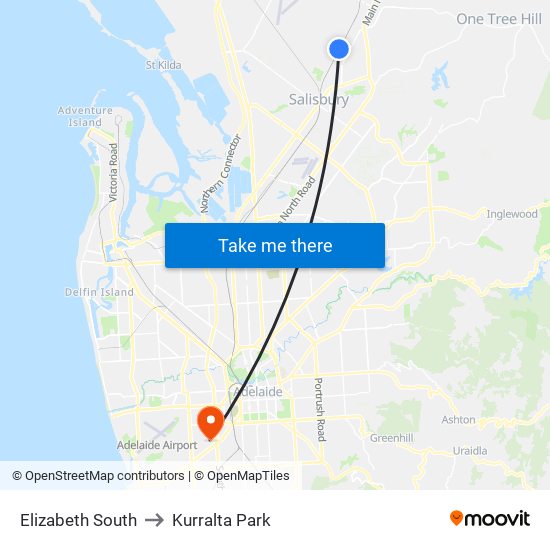Elizabeth South to Kurralta Park map
