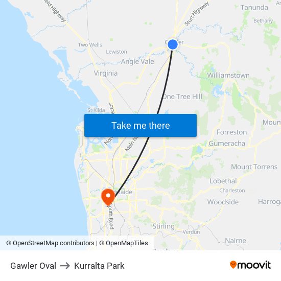 Gawler Oval to Kurralta Park map