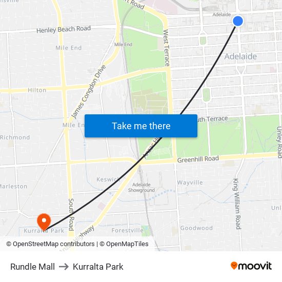 Rundle Mall to Kurralta Park map