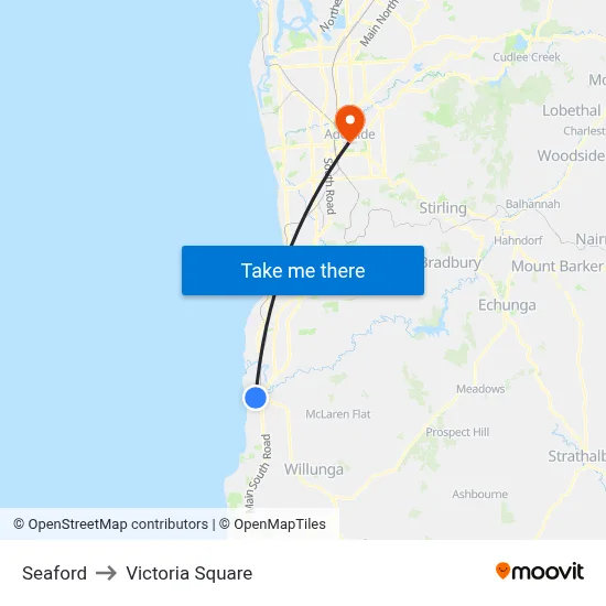 Seaford to Victoria Square map