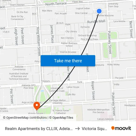 Realm Apartments by CLLIX, Adelaide to Victoria Square map