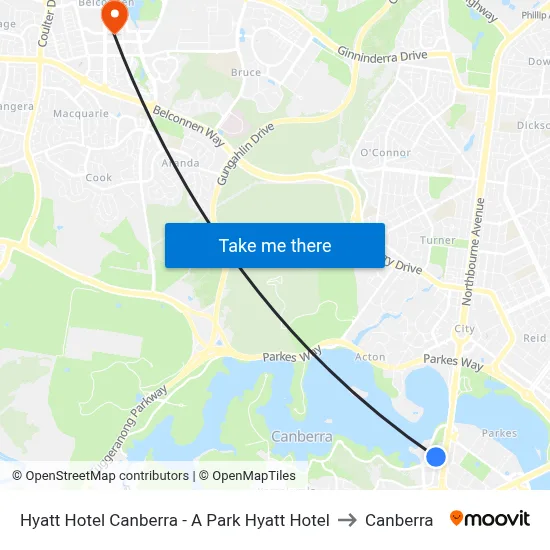 Hyatt Hotel Canberra - A Park Hyatt Hotel to Canberra map
