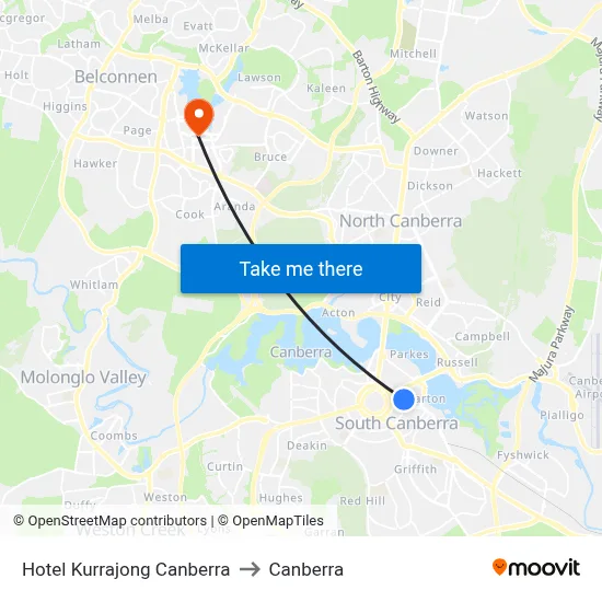 Hotel Kurrajong Canberra to Canberra map