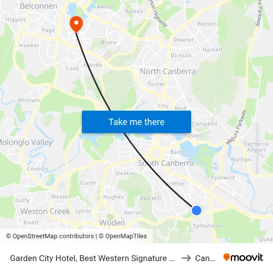 Garden City Hotel, Best Western Signature Collection, Canberra to Canberra map