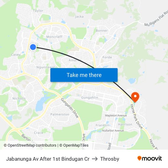 Jabanunga Av After 1st Bindugan Cr to Throsby map