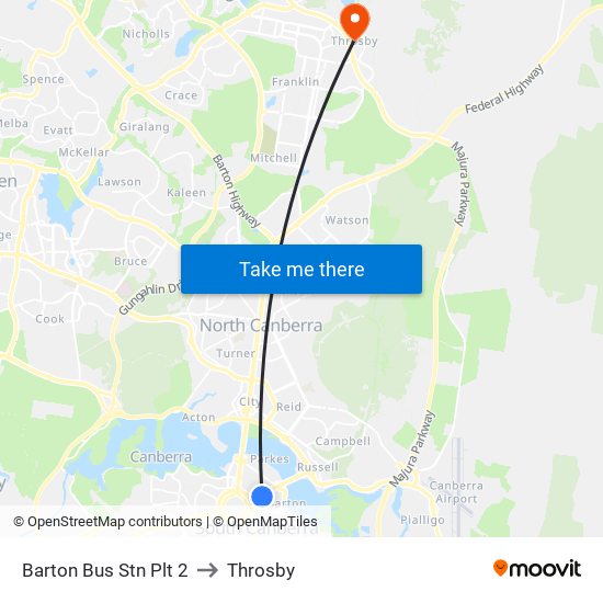 Barton Bus Stn Plt 2 to Throsby map