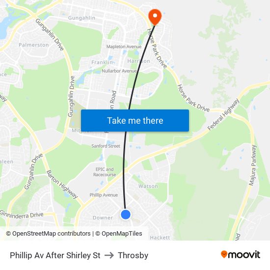 Phillip Av After Shirley St to Throsby map