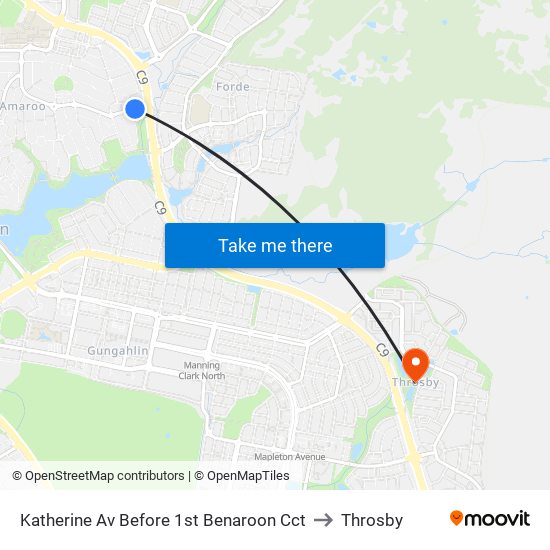 Katherine Av Before 1st Benaroon Cct to Throsby map