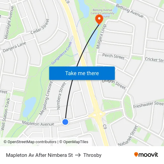 Mapleton Av After Nimbera St to Throsby map