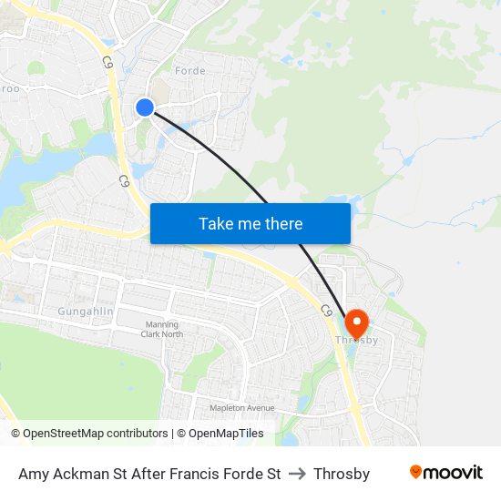 Amy Ackman St After Francis Forde St to Throsby map