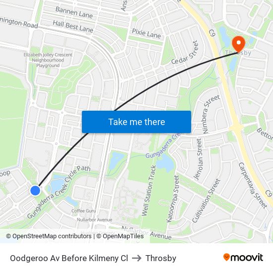 Oodgeroo Av Before Kilmeny Cl to Throsby map