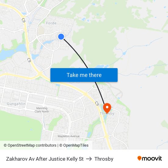 Zakharov Av After Justice Kelly St to Throsby map