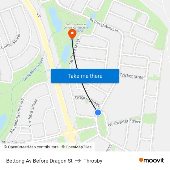 Bettong Av Before Dragon St to Throsby map