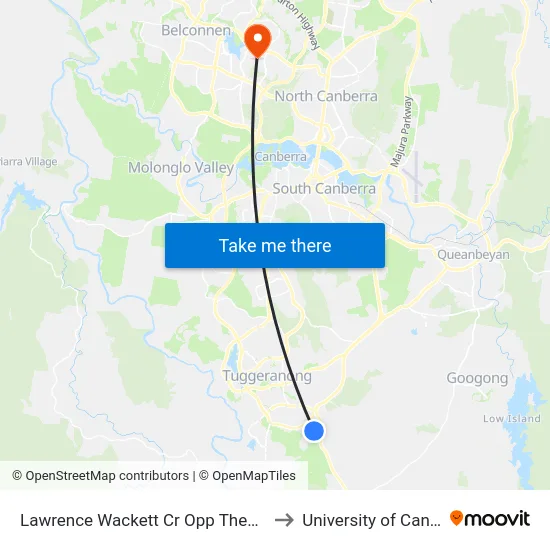 Lawrence Wackett Cr Opp Theodore Ps to University of Canberra map